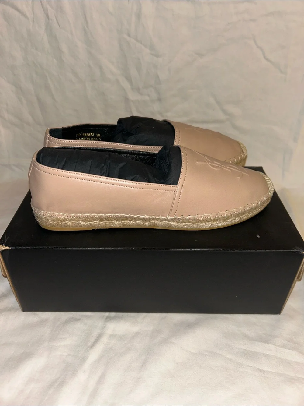 Saint Laurent Blush Leather Espadrille Flats